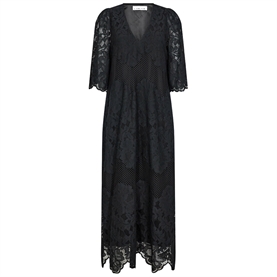 HAUTE L'AMITIE Curvey Lace Hem Kjole, Sort